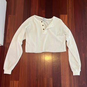 Princess Polly White Long Sleeve Shirt, Size 2